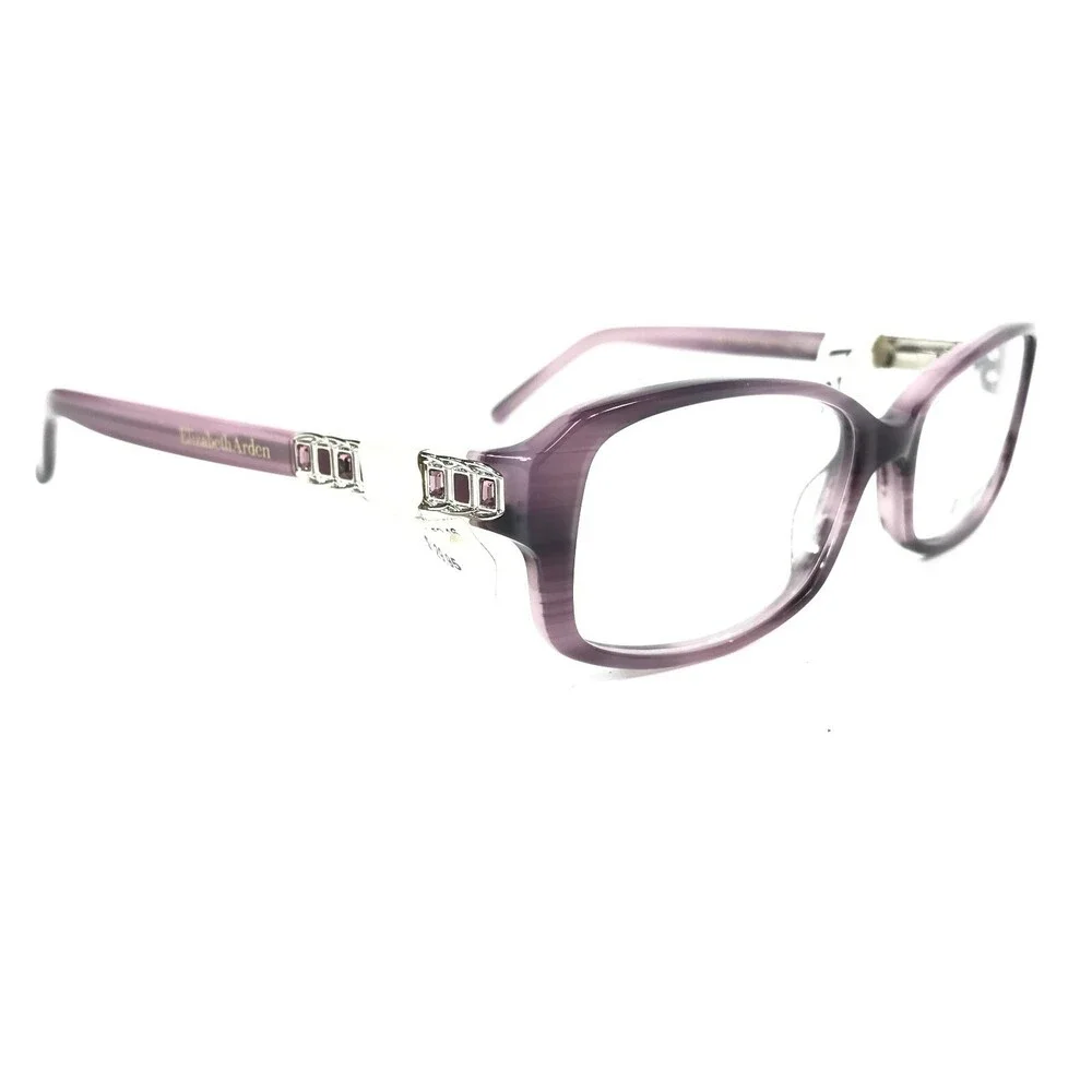 Elizabeth Arden Eyeglasses Frames EA1144-3 Purple Horn Silver 52-16-135